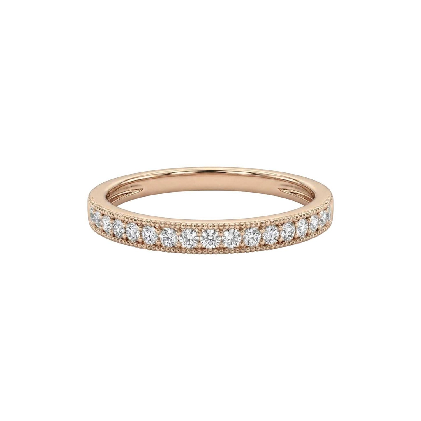 Pearl Milgrain Natural Diamond Band in 18KT Gold