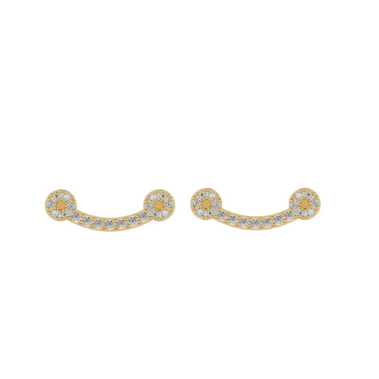 Pair of gold earrings with gemstones on a white background