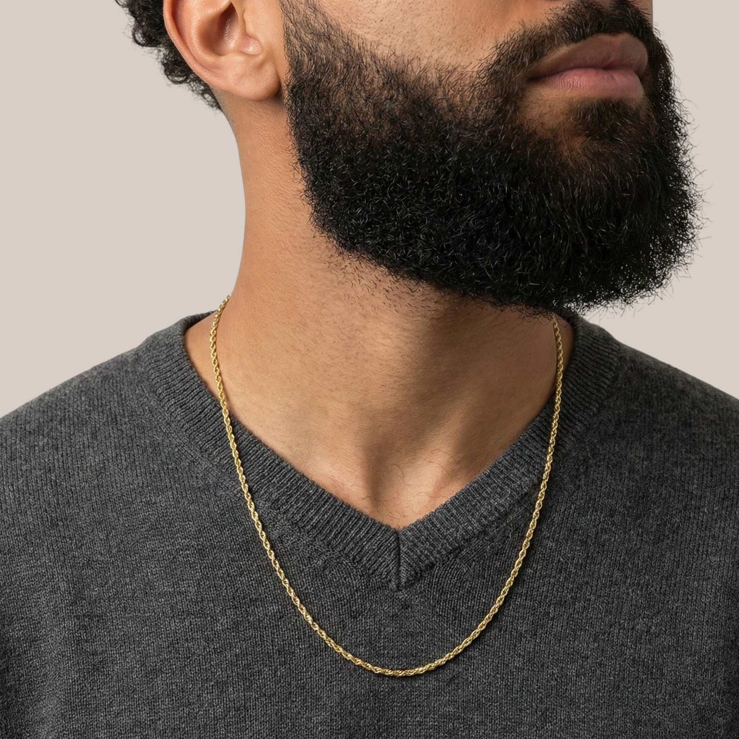 Thin Cable Necklace in 18KT Gold