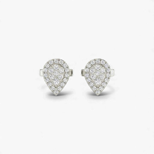 Velar Moissanite stud earrings in 925 sterling silver with pear-shaped cluster design
