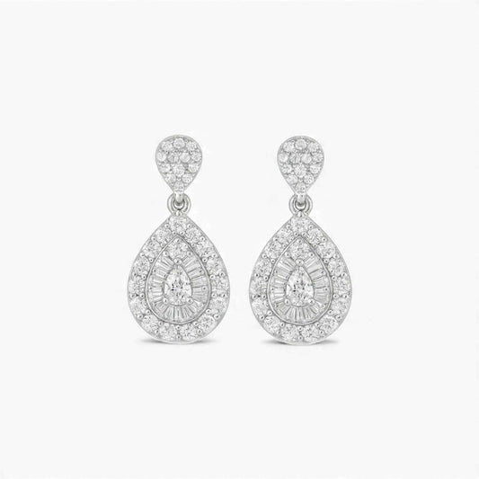 Vina Diamond Drop Earrings in 18KT white gold with natural diamonds, elegant teardrop design