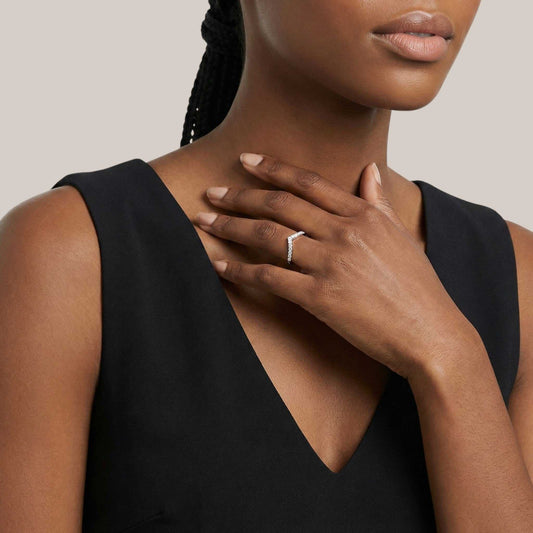 Wishbone Curve Natural Diamond Band in 10KT Gold