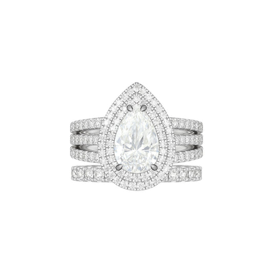 Lovely Pear Lab Grown Diamond Bride Set in Platinum