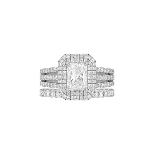 Lovely Radiant Lab Grown Diamond Bride Set in Platinum