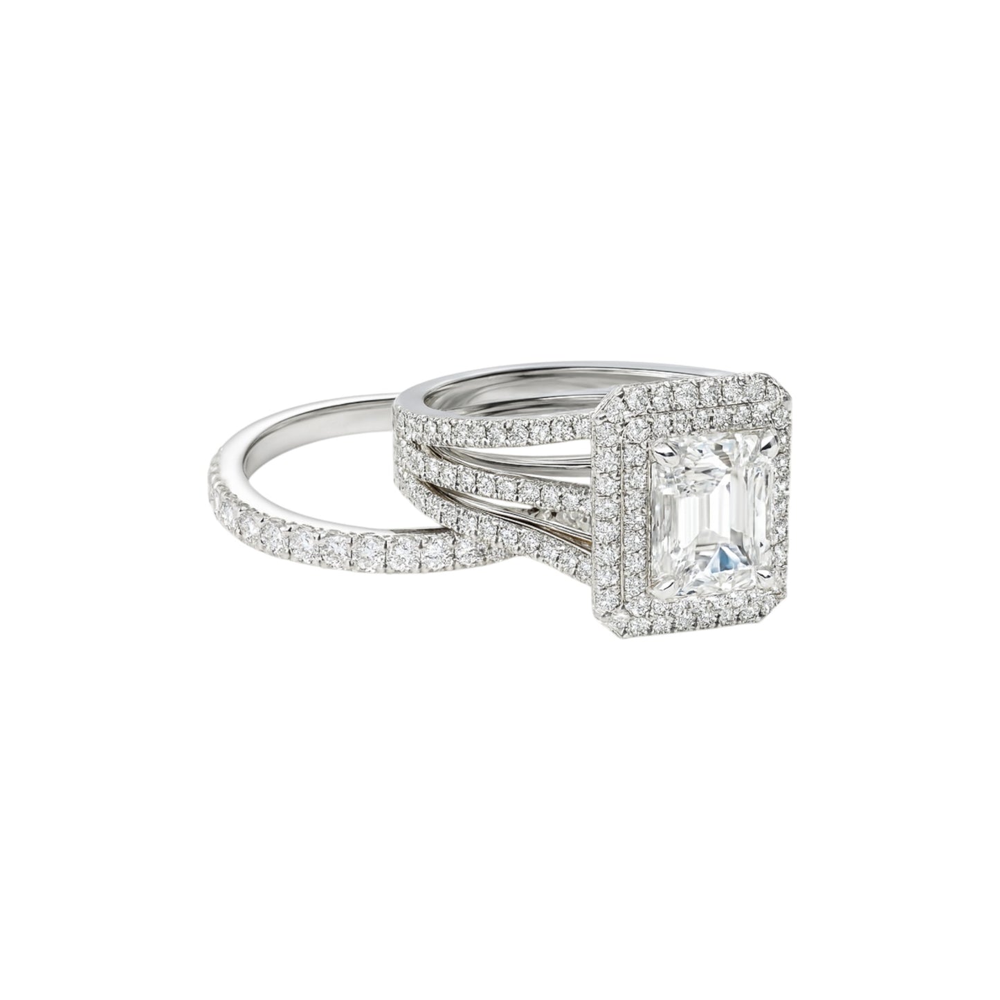 Lovely Radiant Lab Grown Diamond Bride Set in Platinum