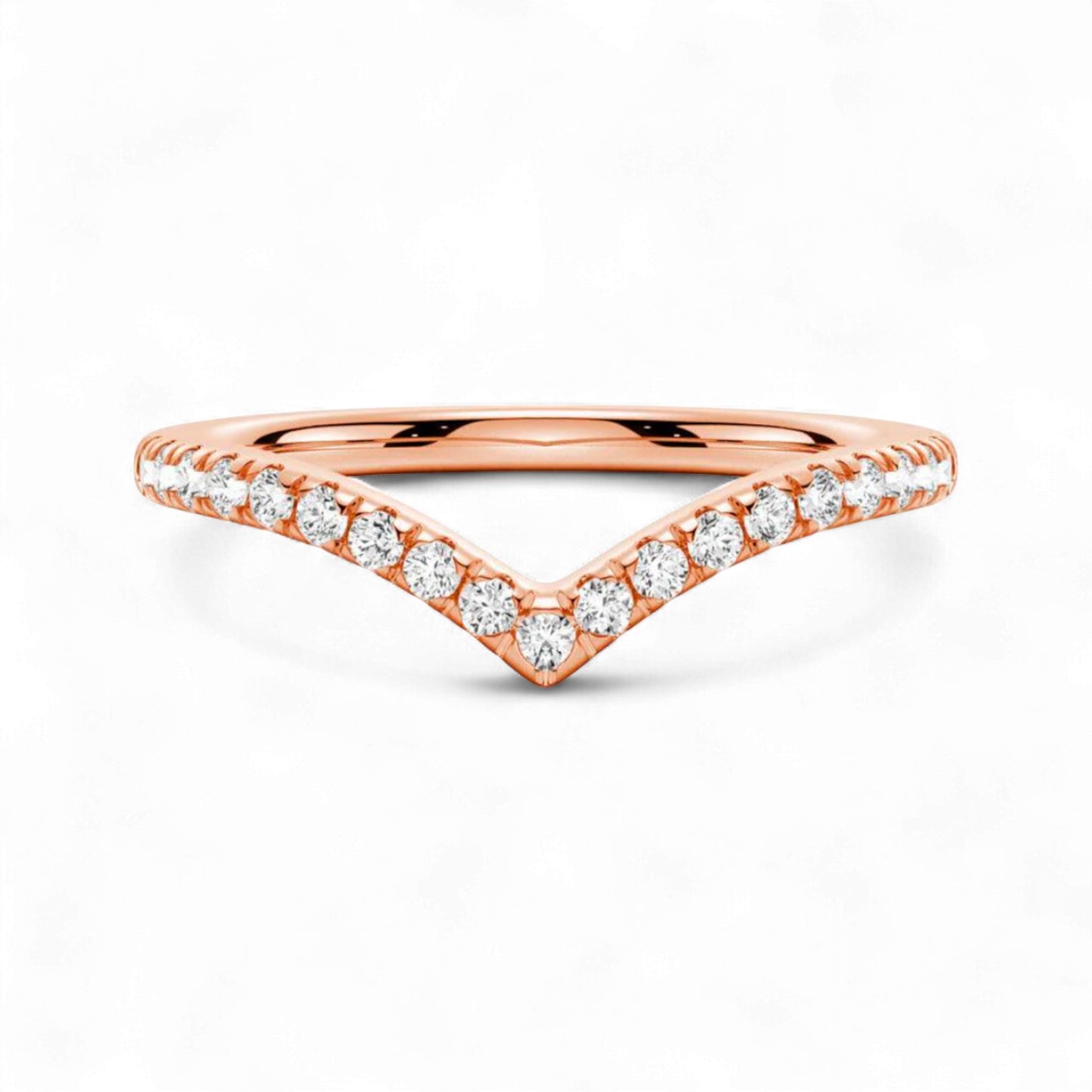 Wishbone Curve Natural Diamonds Band in 18KT Gold