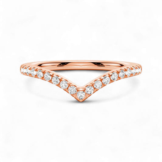 Wishbone Curve Natural Diamonds Band in 18KT Gold