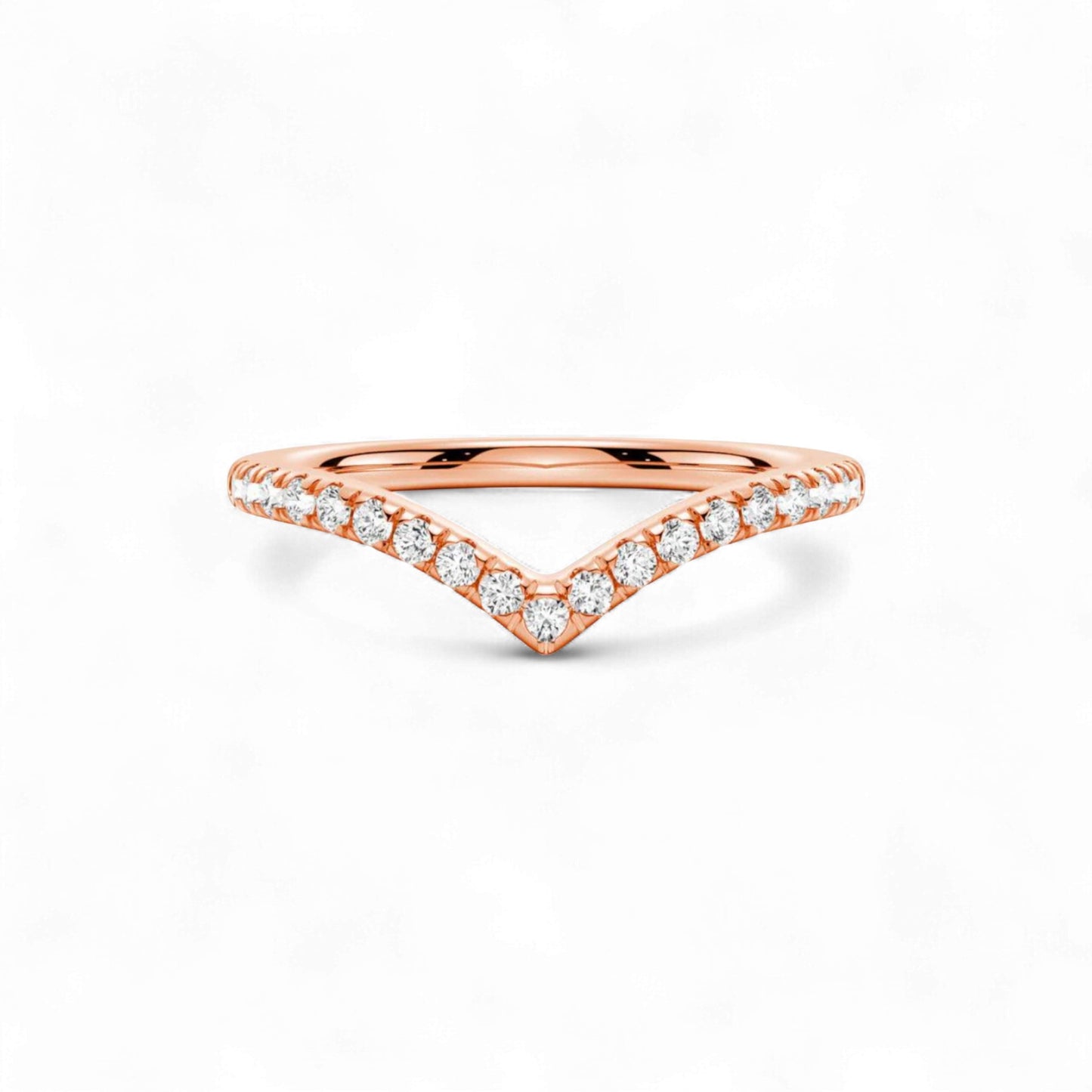 Wishbone Curve Natural Diamond Band in 18KT Gold