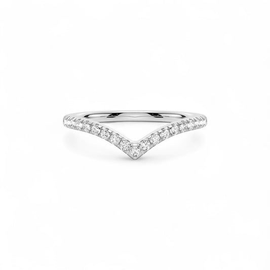 Wishbone Curve CZ Band in 10K Gold