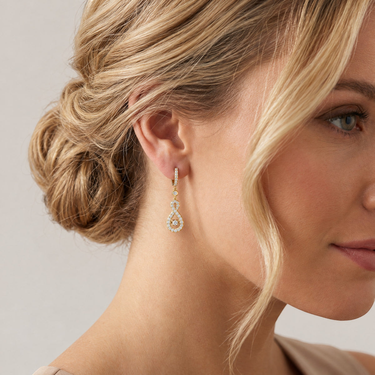 3D Pave Twinkle Infinie Drop Earrings in 18KT Gold