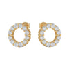 Gold hoop earrings with diamond accents on a white background