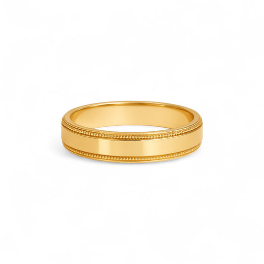 6MM Milgrain Border Band in 18K Gold