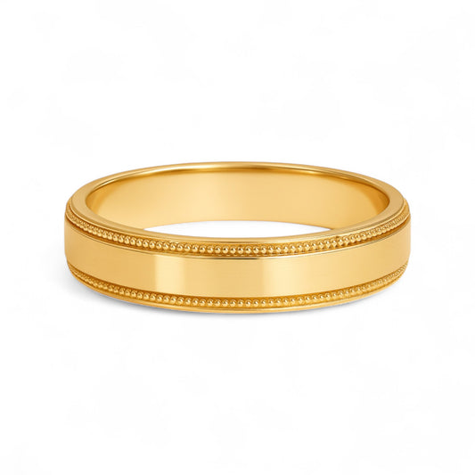 6MM Milgrain Border Band in 18KT Gold