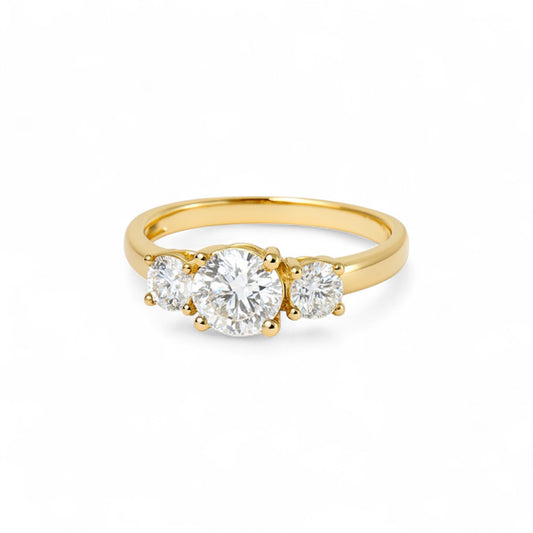 Abby Trinity Cut Moissanite Engagement Ring in 18K Gold