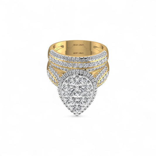Gold and silver ring with a diamond on a white background