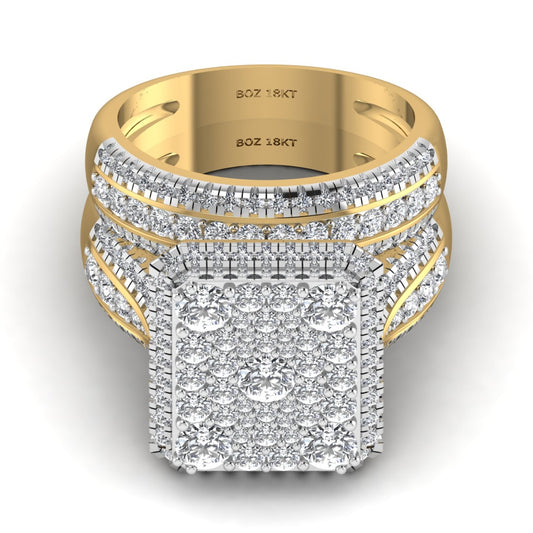 Gold and diamond ring on a white background