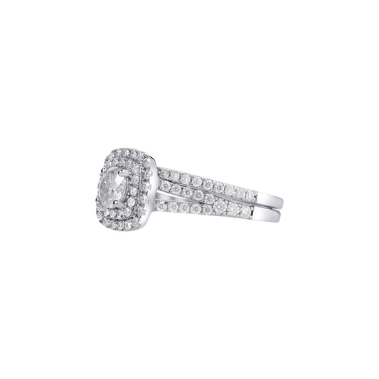 Audre Cushion Cut Moissanite Bridal Set in 925 Sterling Silver