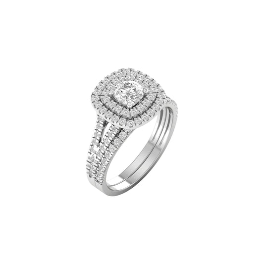 Audre Round Cut Natural Diamonds Cluster Bride Set in 18K Gold