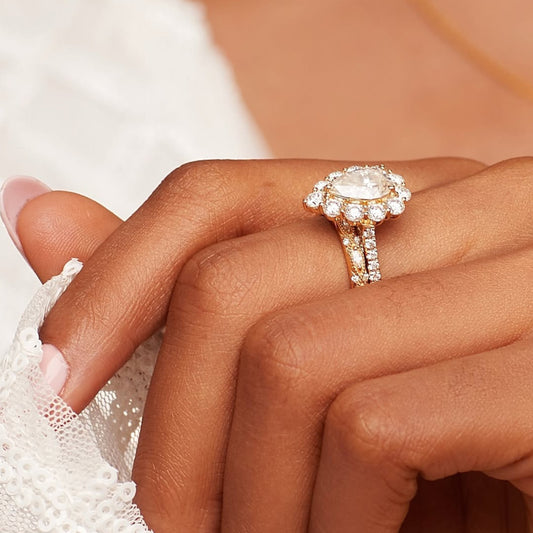 BOZ Lavie Pear Cut Lab Diamonds Bride Set in 18KT Gold