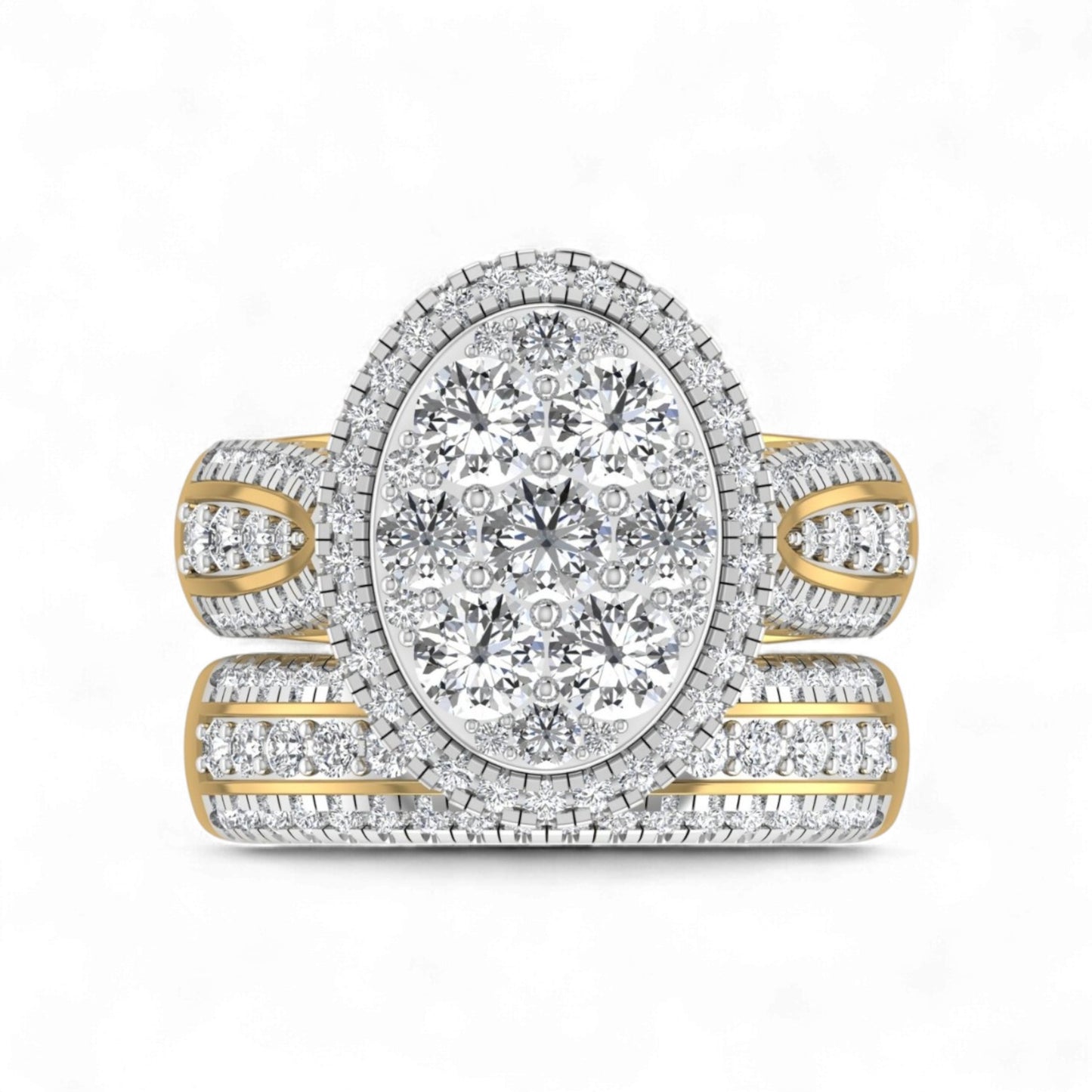 Amanda Oval Cut Natural Diamonds Bride Set in 18KT Gold