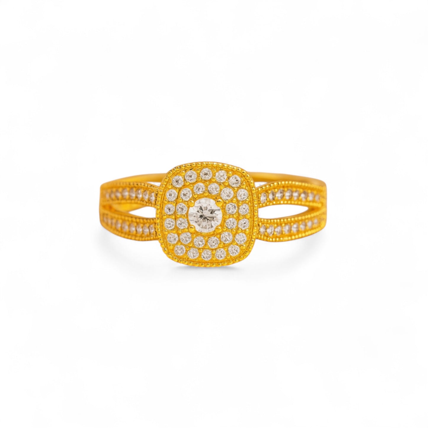 Cherry Cushion Cut Natural Diamond Cluster Engagement Ring in 14K Gold