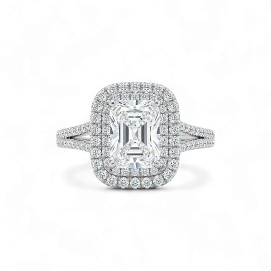 Classic Double Halo CZ Engagement ring in 925 Sterling Silver