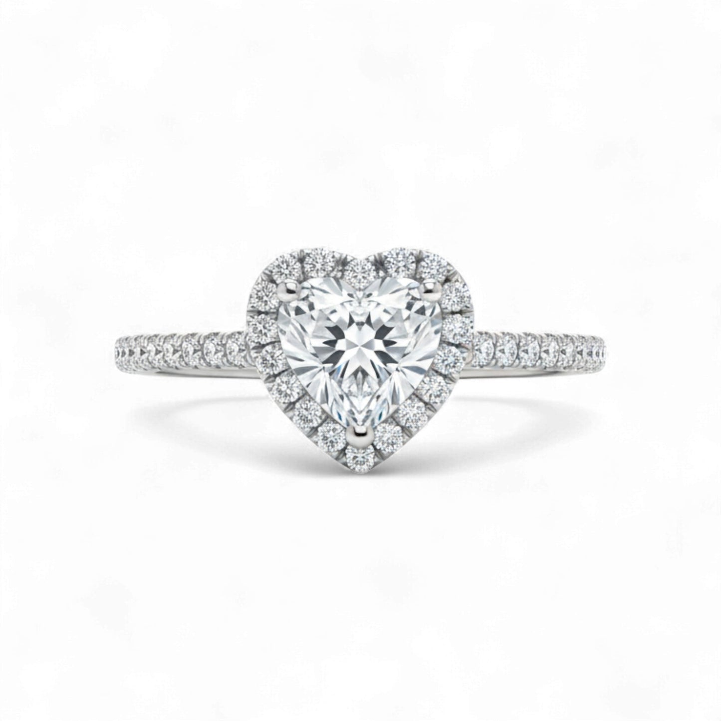 Classic Halo Heart Cut CZ Engagement Ring in 925 Sterling Silver