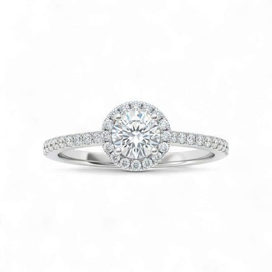 Classic Halo Round Cut CZ Engagement Ring in 925 Sterling Silver