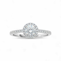Classic Halo Round Cut CZ Engagement Ring in 925 Sterling Silver