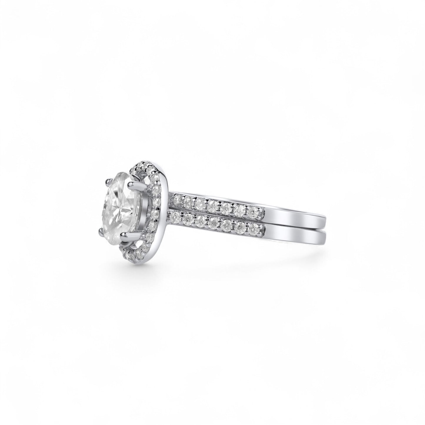 Classic Oval Cut Moissanite Bride Set in 925 Sterling Silver