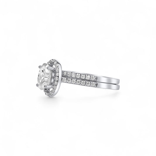 Classic Oval Cut Moissanite Bride Set in 925 Sterling Silver