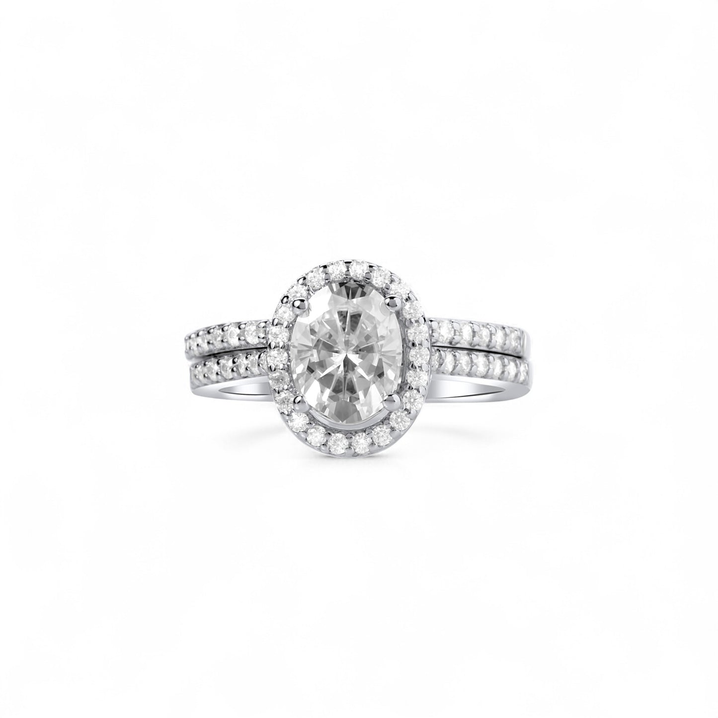 Classic Oval Cut Moissanite Bride Set in 925 Sterling Silver