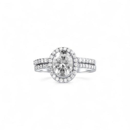 Classic Oval Cut Moissanite Bride Set in 925 Sterling Silver