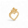 Gold heart-shaped pendant with a crown design on a white background