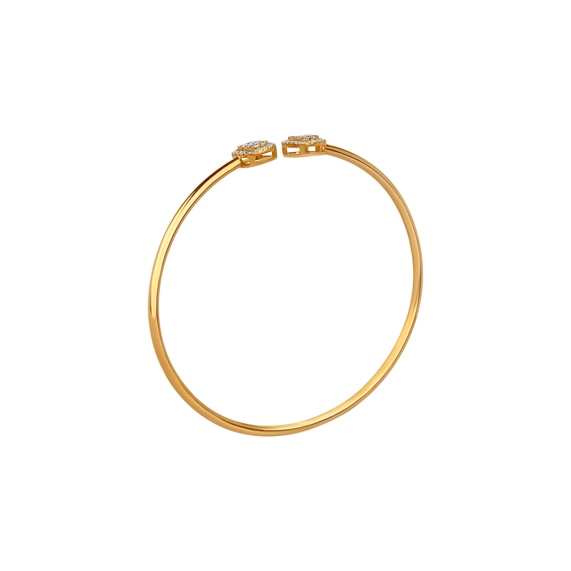 Gold bracelet with diamond accents on a white background