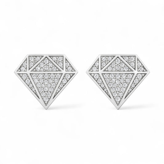 Diamond-shaped earrings on a white background