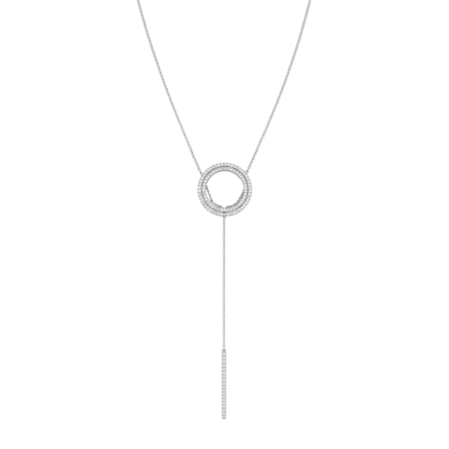 Double Halo Lariat Diamond Necklace in 18KT Gold