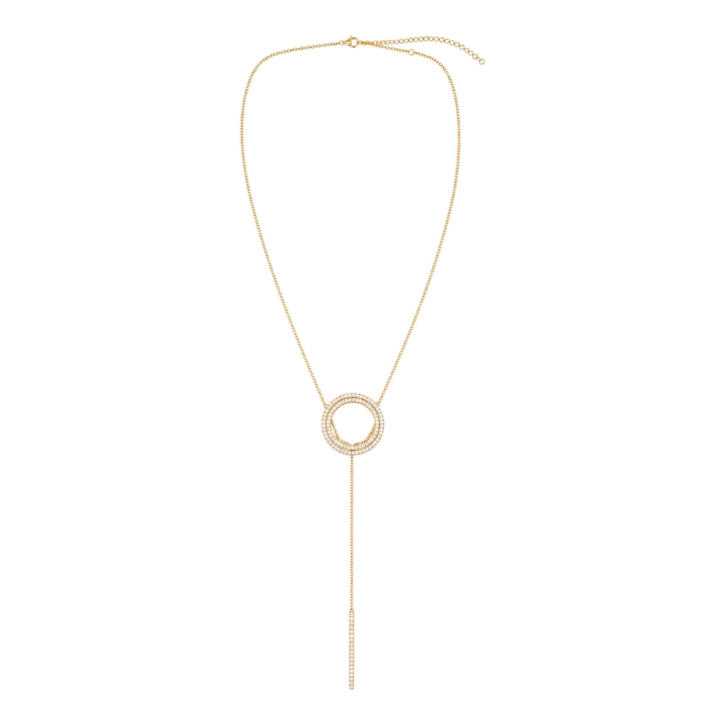 Double Halo Lariat Diamond Necklace in 18KT Gold