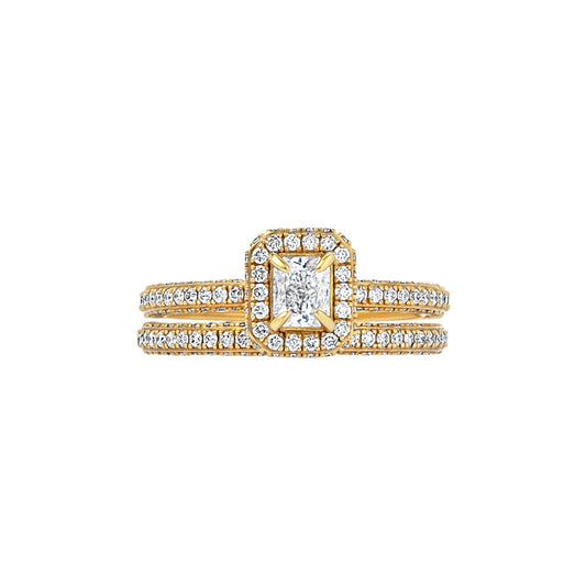 Elise Radiant Cut Diamond Bride Set in 18K Gold