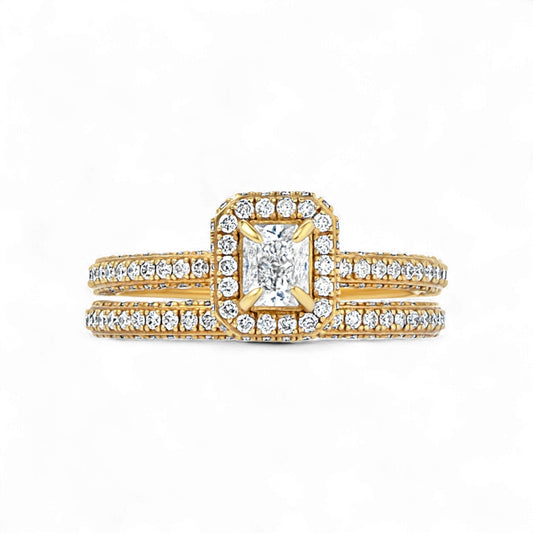 Elise Radiant Cut Diamond Bride Set in 18KT Gold