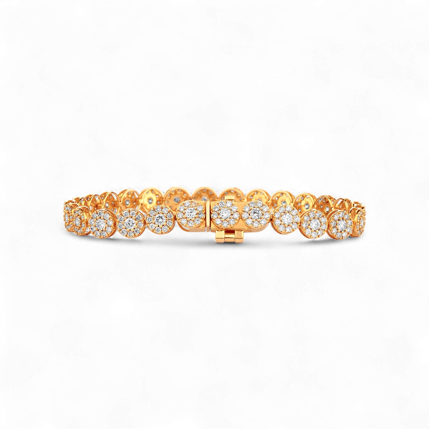 Gold bracelet with diamond accents on a white background
