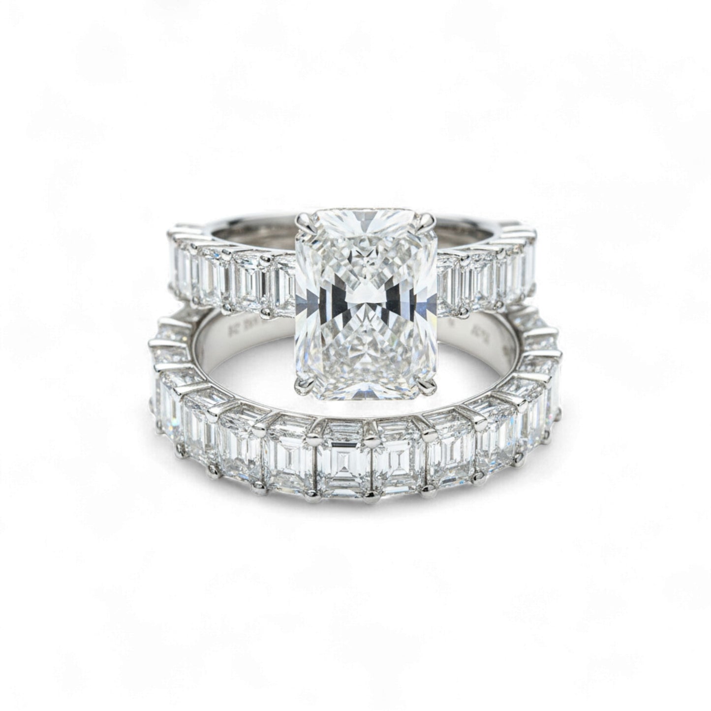 Diamond ring set on a white background