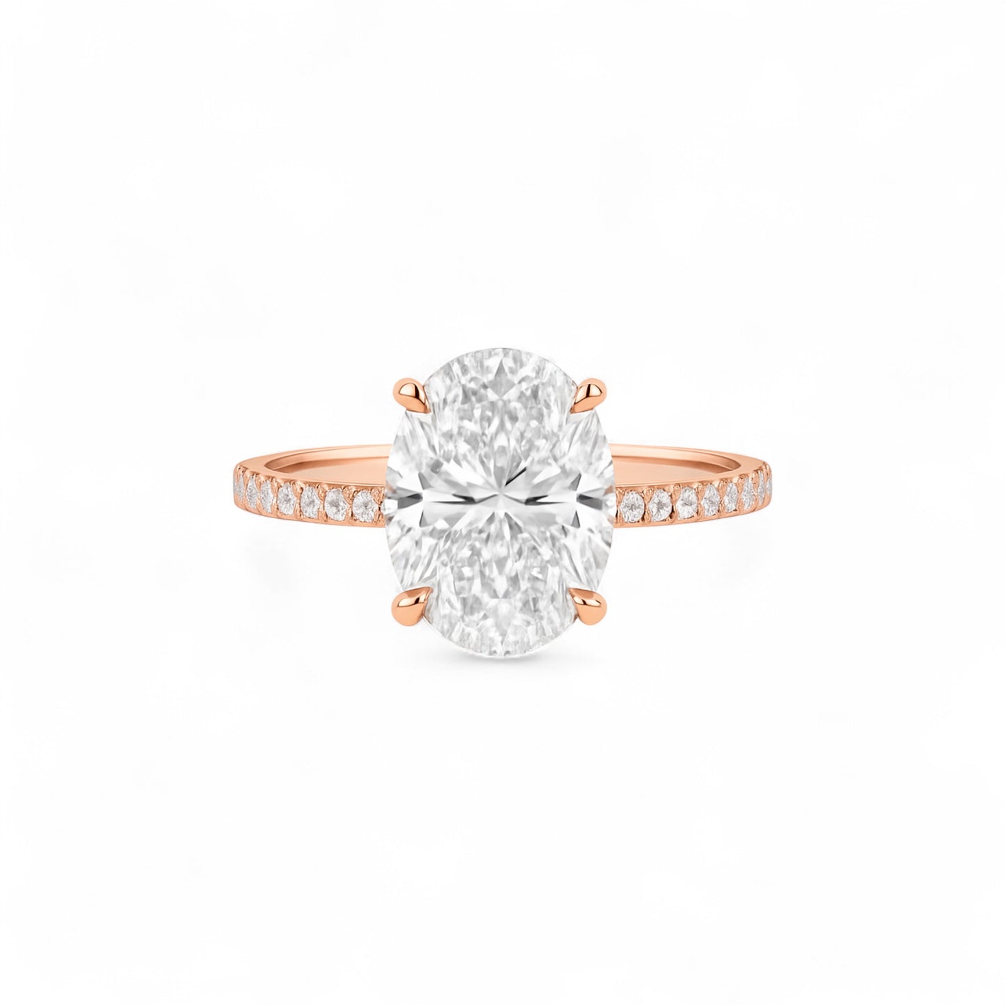 Fay Oval Cut Moissanite & Natural Diamond Engagement Ring in 18K Gold