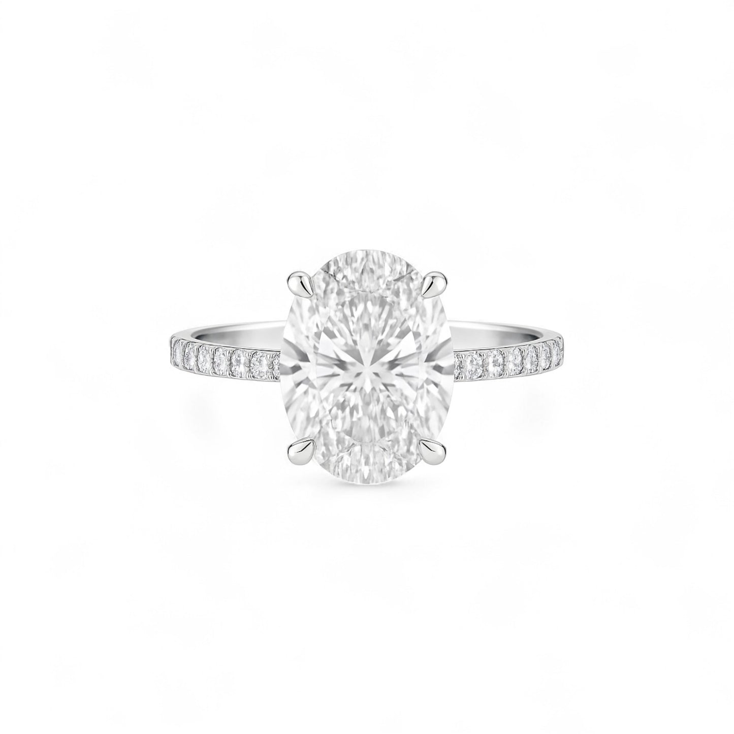 Fay Oval Cut Moissanite & Natural Diamond Engagement Ring in 18K Gold