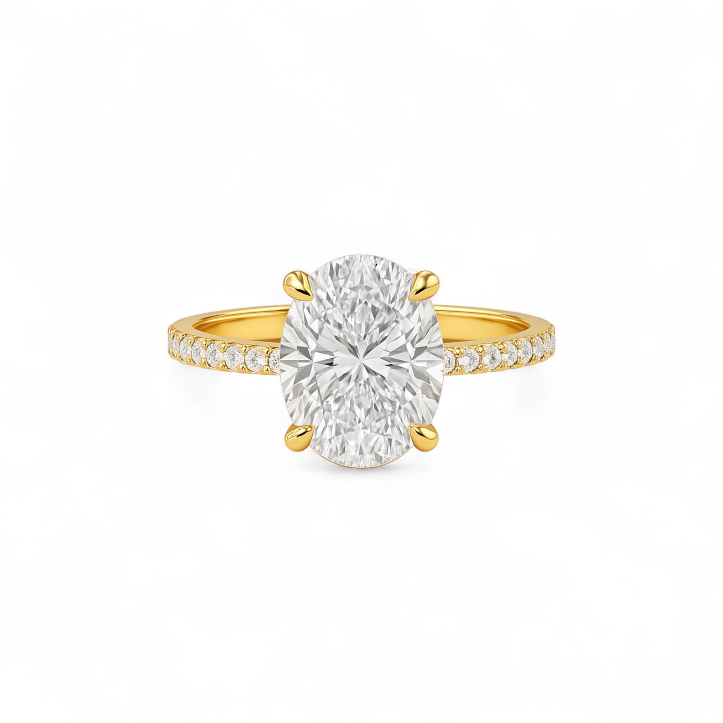 Fay Oval Cut Moissanite & Natural Diamond Engagement Ring in 18K Gold