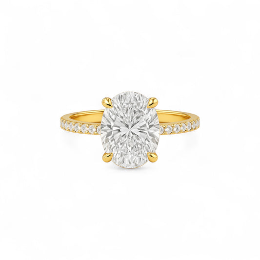 Fay Oval Cut Moissanite & Natural Diamond Engagement Ring in 18K Gold