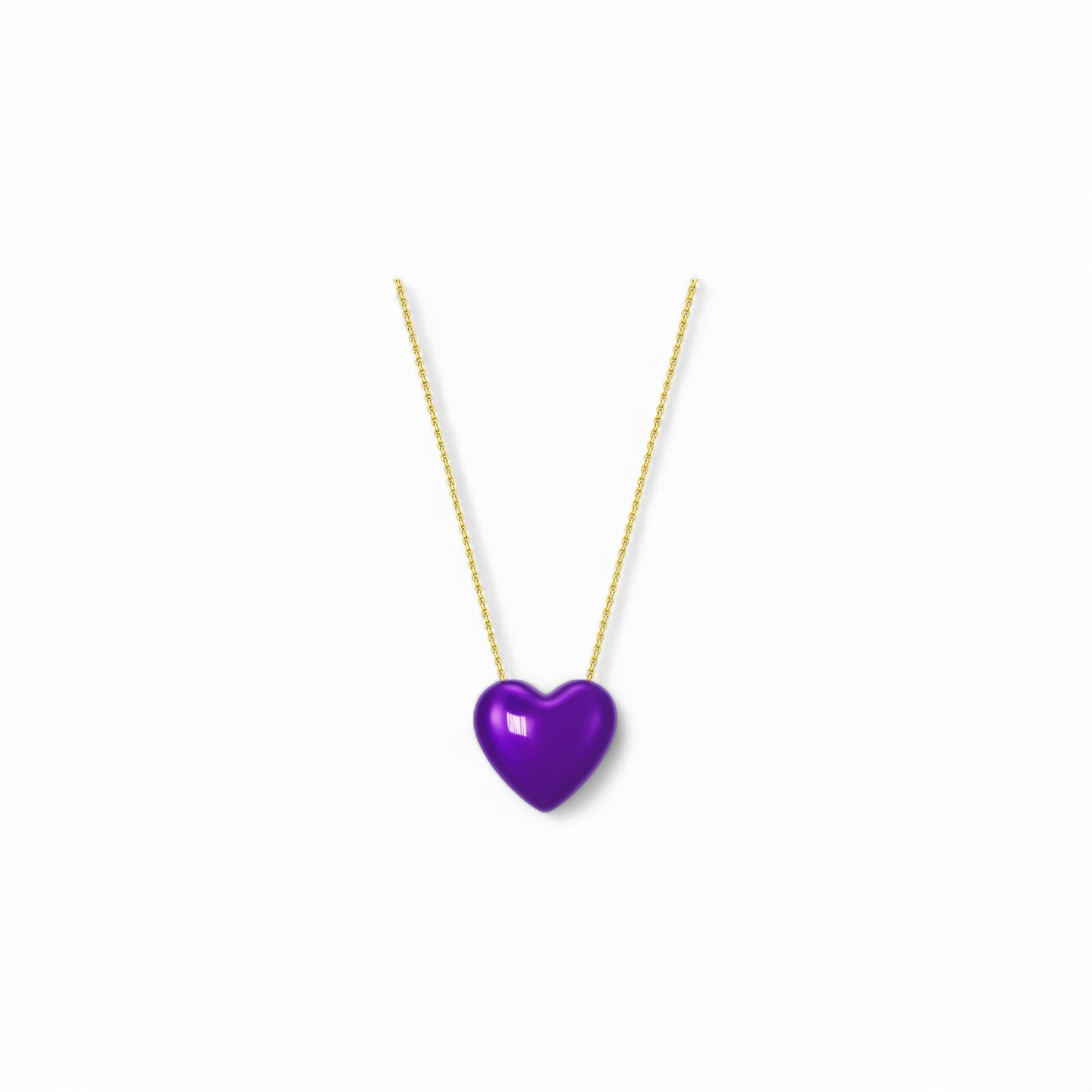 Heart Enamel Necklace in 18K Gold