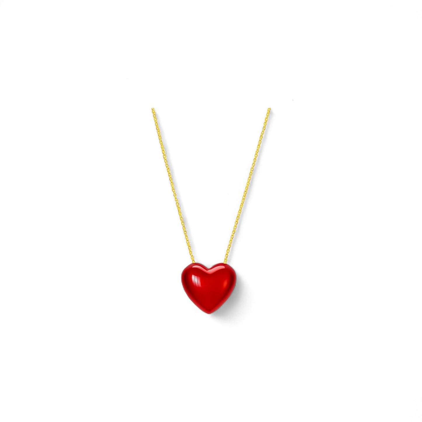 Heart Enamel Necklace in 18K Gold