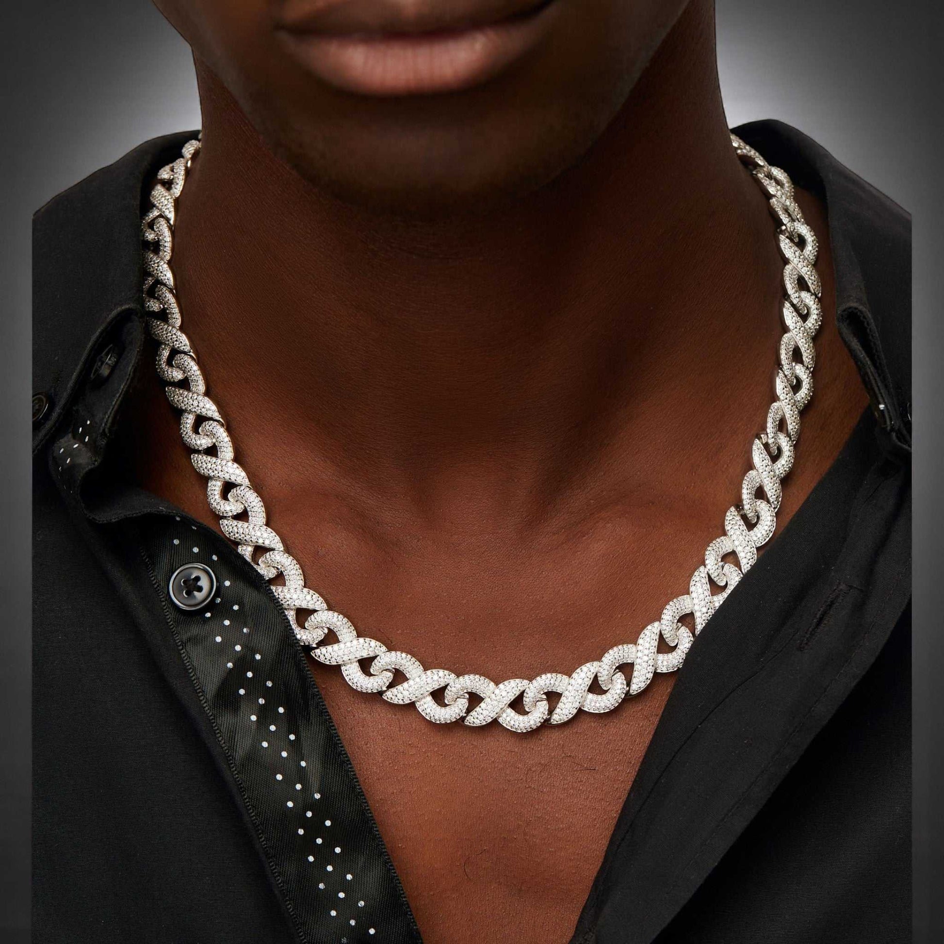 Infinity Moissanite Cuban Chain in 925 Sterling Silver – BOZ Jewelry