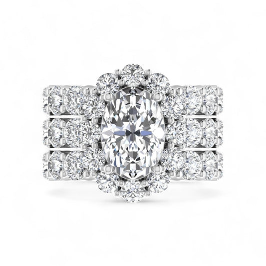 Jane Oval Natural Pavé Diamonds Bride Set in 18K Gold